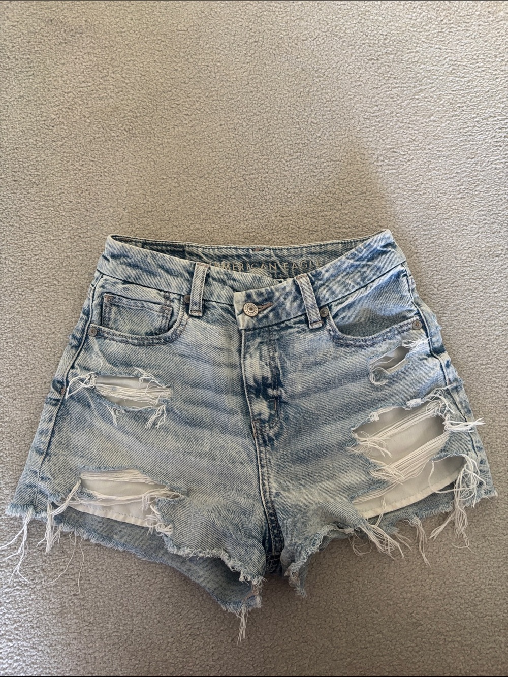 American Eagle Outfitters Light Wash Ripped Denim Shorts